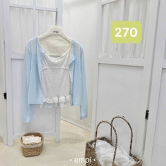 Áo kiểu 2 dây phối ren hoa nhí kèm khoác ngoài