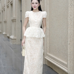 Đầm thiết kế peplum ôm ren body sanh chảnh