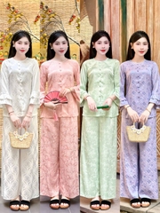 Đồ lam lụa tay loe viền mềm
