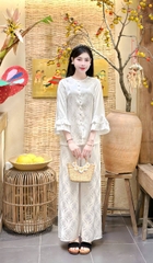 Đồ lam lụa tay loe viền mềm