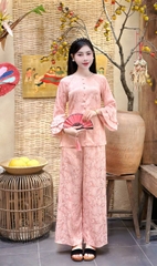 Đồ lam lụa tay loe viền mềm