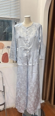 Đồ lam lụa gấm cúc đá ngọc tròn