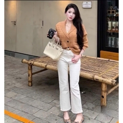 J2768 jean dài trắng thêu ngựa túi sau