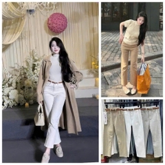 J2768 jean dài trắng thêu ngựa túi sau