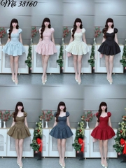 Đầm tay chun nơ ngực xếp li to ls 38160