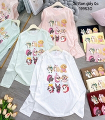 Áo kiểu thun in hình cún tay dài