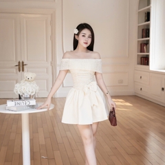 Đầm trễ vai ôm ngực dáng ngắn xòe thiết kế cao cấp đi tiệc