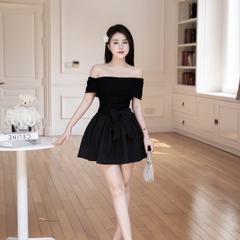 Đầm trễ vai ôm ngực dáng ngắn xòe thiết kế cao cấp đi tiệc