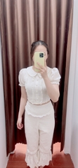 Set hoa nhí cổ tròn nút bọc
