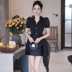 Đầm cổ sơ mi hiện đại dáng chứ A voan dáng ngắn cao cấp đi tiệc sang trọng giá rẻ