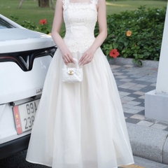 Đầm 2 dây hoa trễ vai đi tiệc cao cấp sang chảnh dáng dài thiết kế cao cấp thanh lịch sang trọng