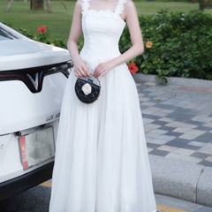 Đầm 2 dây hoa trễ vai đi tiệc cao cấp sang chảnh dáng dài thiết kế cao cấp thanh lịch sang trọng