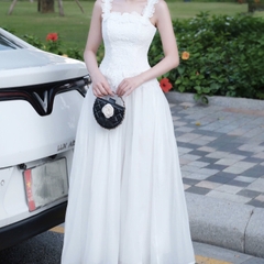 Đầm 2 dây hoa trễ vai đi tiệc cao cấp sang chảnh dáng dài thiết kế cao cấp thanh lịch sang trọng