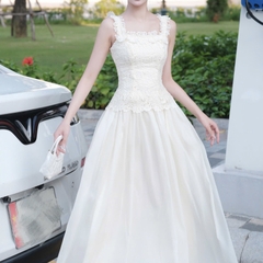 Đầm 2 dây hoa trễ vai đi tiệc cao cấp sang chảnh dáng dài thiết kế cao cấp thanh lịch sang trọng