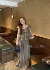 Set áo 2 dây cánh tiên bèo kèm quần dài