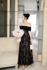 Đầm thiết kế trễ vai ren dáng dài