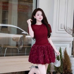 Đầm thiết kế ren tùng bồng tiểu thư