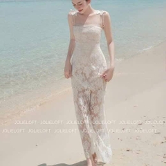 Đầm thiết kế 2 dây nơ bướm dáng dài