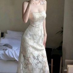 Đầm thiết kế 2 dây nơ bướm dáng dài