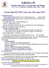 Tuyển sinh hệ VHVL trường ĐH khoa học và công nghệ nghô phụng