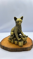 Mèo ngồi bệ tiền đồng nguyên chất 16cm
