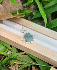 Mặt dây chuyền hồ ly lam ngọc bọc bạc 925