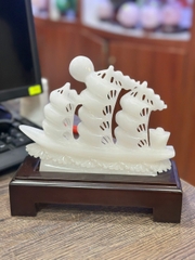 Tác Phẩm Thuận Buồm Xuôi Gió Ngọc onix trắng - Quà tặng phong thủy đầy ý nghĩa