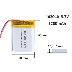 Pin sạc Lipo 3.7V 1200mAh 103040