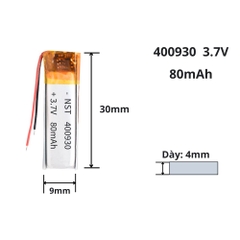 Pin sạc Lipo 3.7V 80mAh 400930