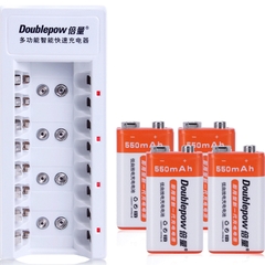 Combo 4 Pin sạc 9V Doublepow Lithium 550mAh kèm Sạc K08