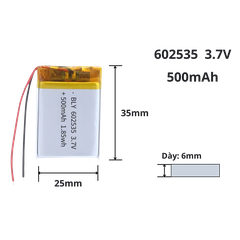Pin sạc Li-po 3.7V 500mAh 602535