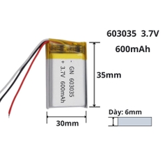 Pin sạc Lipo 3.7V 600mAh 603038 / 603035
