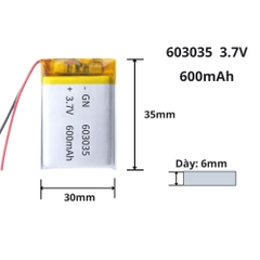 Pin sạc Lipo 3.7V 600mAh 603038 / 603035