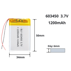 Pin sạc Lipo 3.7V 1200mAh 603450 / 603550