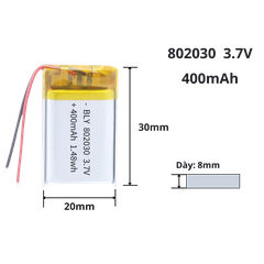 Pin sạc Lipo 3.7V 400mAh 802030 / 782030