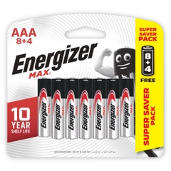 Pin kiềm AAA ENERGIZER MAX E92 BP8+4 AAA8+4 (VỈ 12 VIÊN)