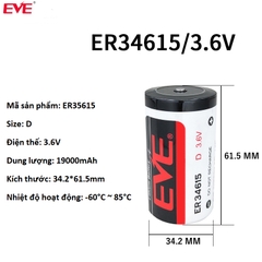 EVE ER34615, Pin nuôi nguồn 3.6V 19000mAh