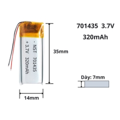 Pin sạc Lipo 3.7V 320mAh 701435