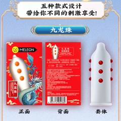 Bao cao su Meleon Dragon Pearl Đỏ 9 hạt bi nổi hộp 2 cái