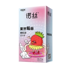 Bao cao su Nox Sure Enough Strawberry hương dâu hạt nổi hộp 10 cái
