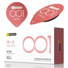Bao cao su Meleon HA 001 Ice Fire siêu mỏng gel nóng lạnh hộp 10 cái