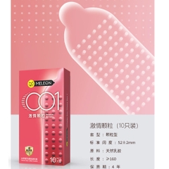 Bao cao su Meleon 001 Passion Particle hạt nổi kích thích hộp 10 cái