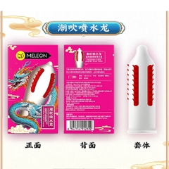 Bao cao su Meleon Dragon Water Hồng 2 gân gai dọc hộp 2 cái