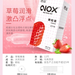 Bao cao su Nox Fruity Strawberry hương dâu tây hộp 12 cái