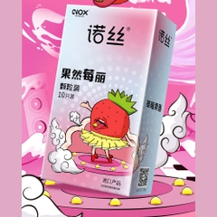 Bao cao su Nox Sure Enough Strawberry hương dâu hạt nổi hộp 10 cái