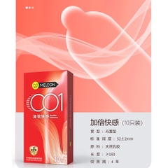 Bao cao su Meleon 001 Double Pleasure siêu mỏng nhiều gel hộp 10 cái