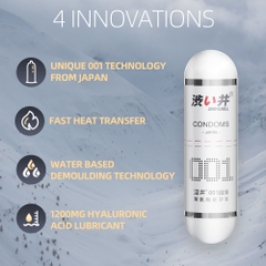 Bao cao su DryWell Ultra Thin 001 siêu mỏng nhiều gel hộp 7 viên