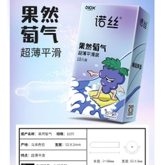 Bao cao su Nox Sure Enough Grape hương nho siêu mỏng hộp 10 cái