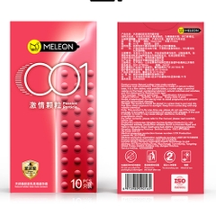 Bao cao su Meleon 001 Passion Particle hạt nổi kích thích hộp 10 cái