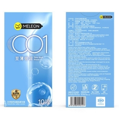 Bao cao su Meleon 001 Thin And Moist siêu mỏng nhiều gel hộp 10 cái